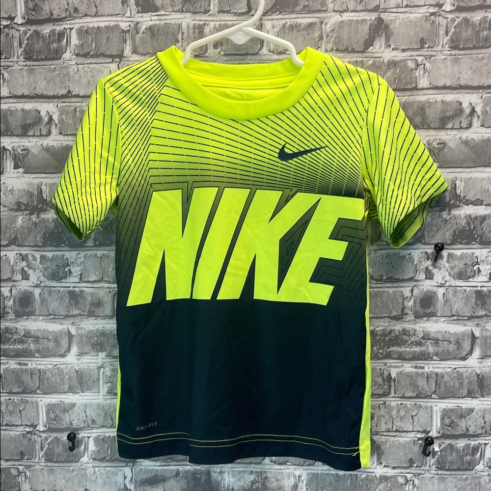 Nike Kids Neon Yellow and Black Tee‎